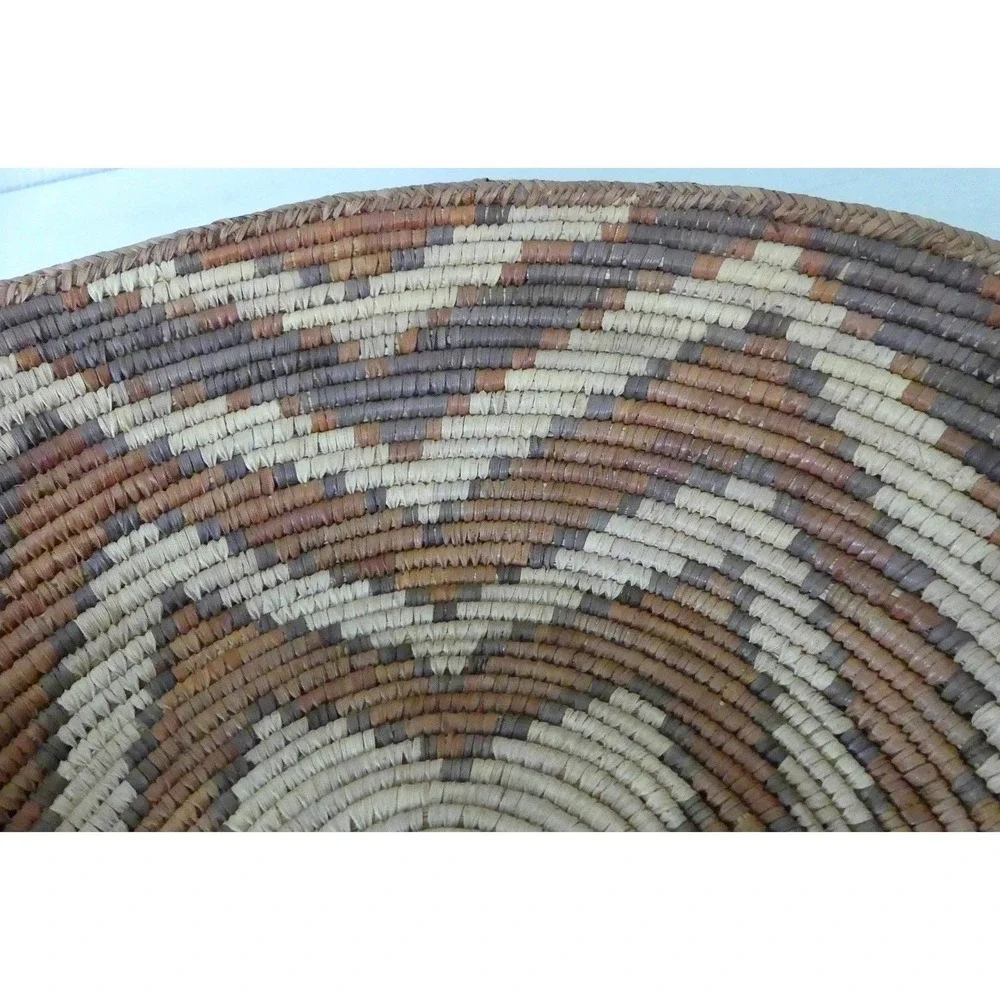 Vtg Handwoven Coiled Wedding Basket Bowl Star Pattern 16.5